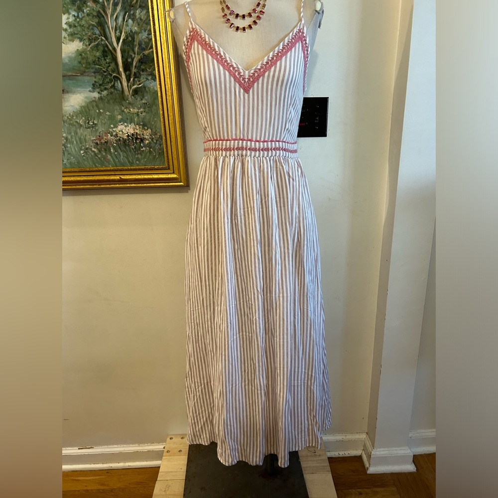 Joppa gently used v neck spaghetti strap stripped dress SZ L